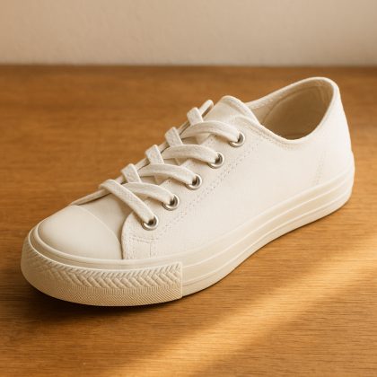 Baskets basses en toile blanche